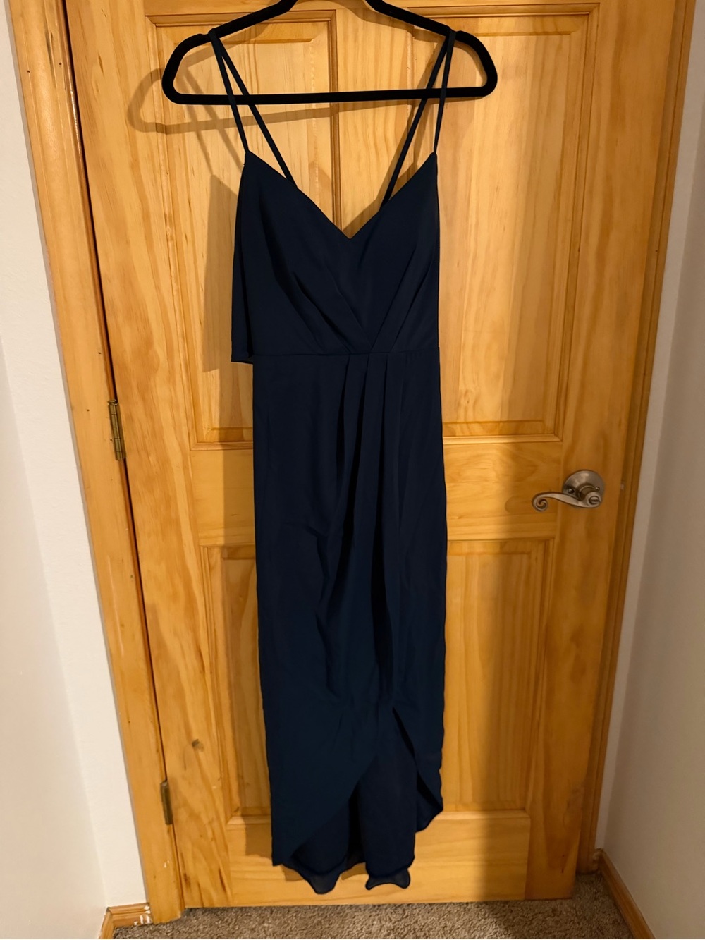 Azazie Navy Spaghetti-Strap Maxi Dress
